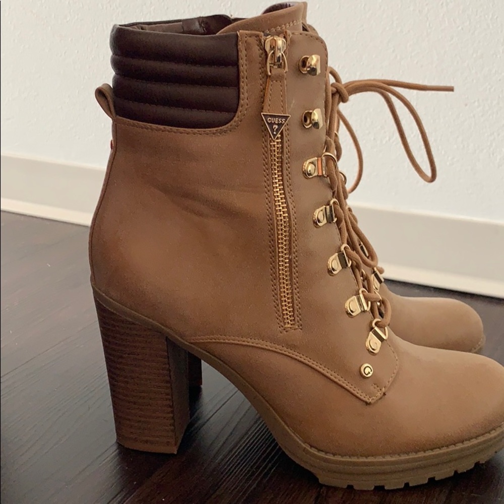 Guess Combat Boots Heels Brown 9